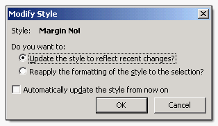 Confirmation of style update
